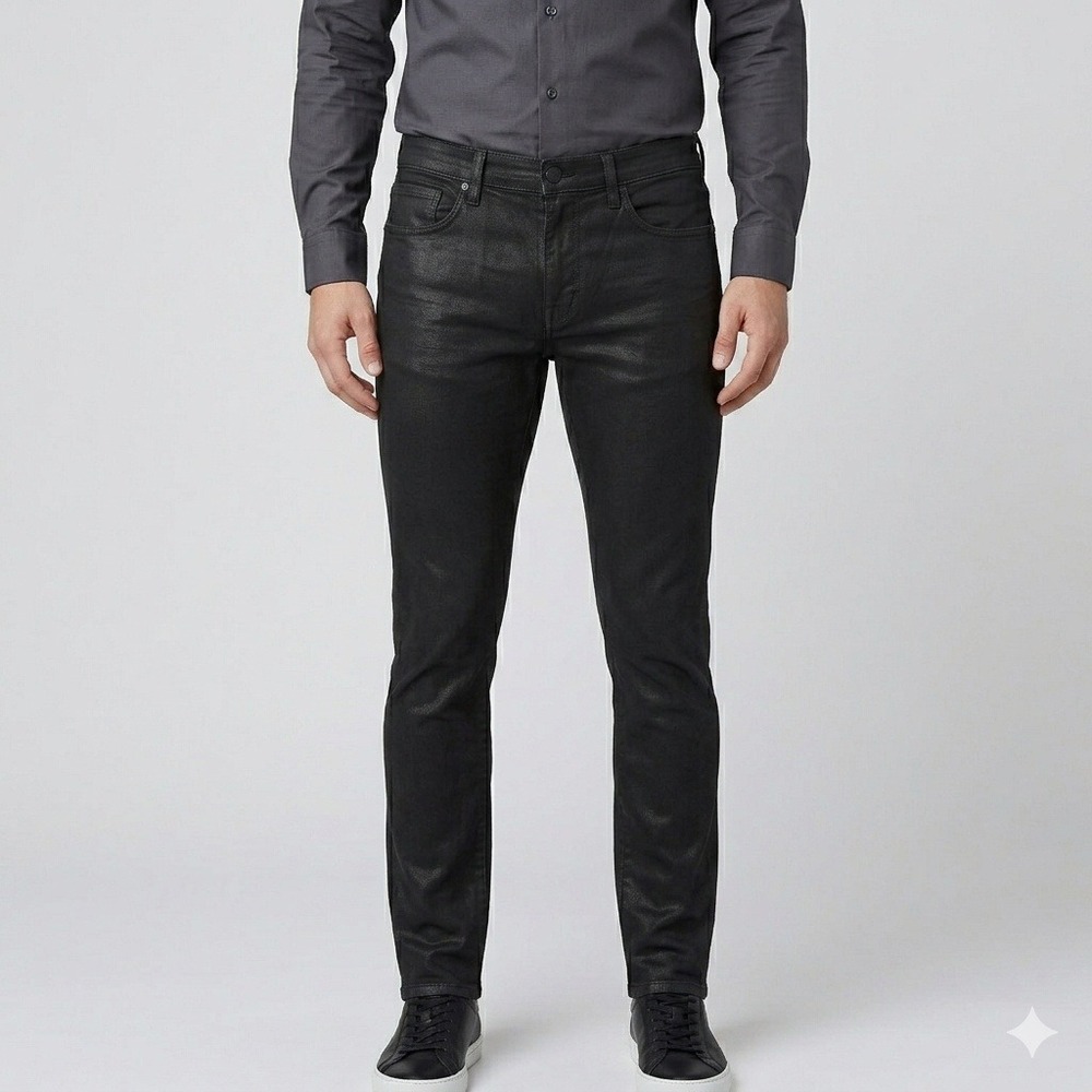 Joe's Jeans The Icon Coated Wax Skinny Fit Black Pants Size 32 EUC